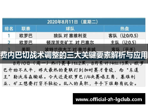 费内巴切战术调整的三大关键要素解析与应用
