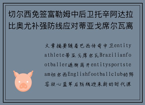 切尔西免签富勒姆中后卫托辛阿达拉比奥尤补强防线应对蒂亚戈席尔瓦离队